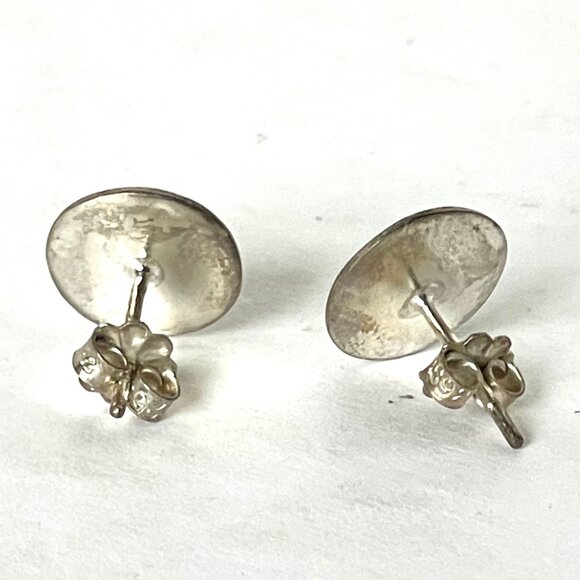 Bird & Tree Sterling Silver Stud Earrings Womens Handmade Argentium Silver - Picture 3 of 5